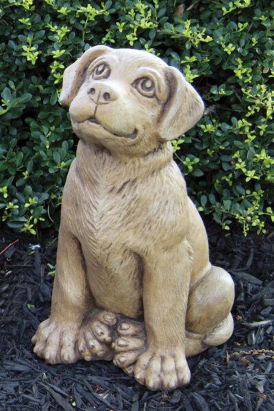 Labrador Retriever Puppy Dog Sculpture Cement Decorative Statuary